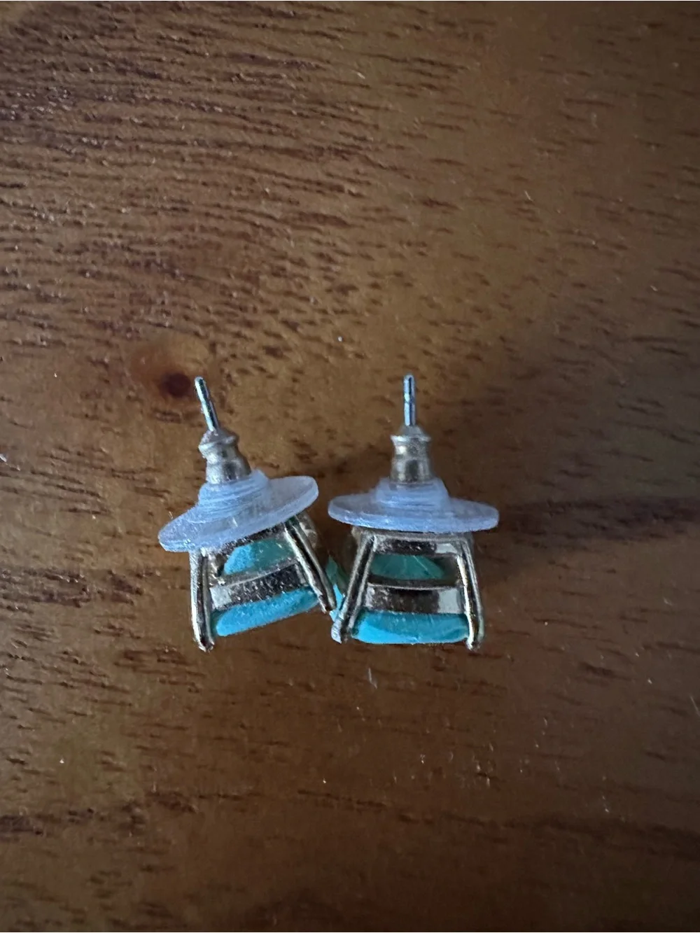 kate spade Small Square Stud Earrings with Aqua Cushion Stones